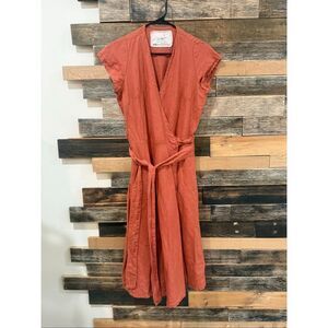 NotPerfectLinen linen Cannes wrap dress Moroccan red size S